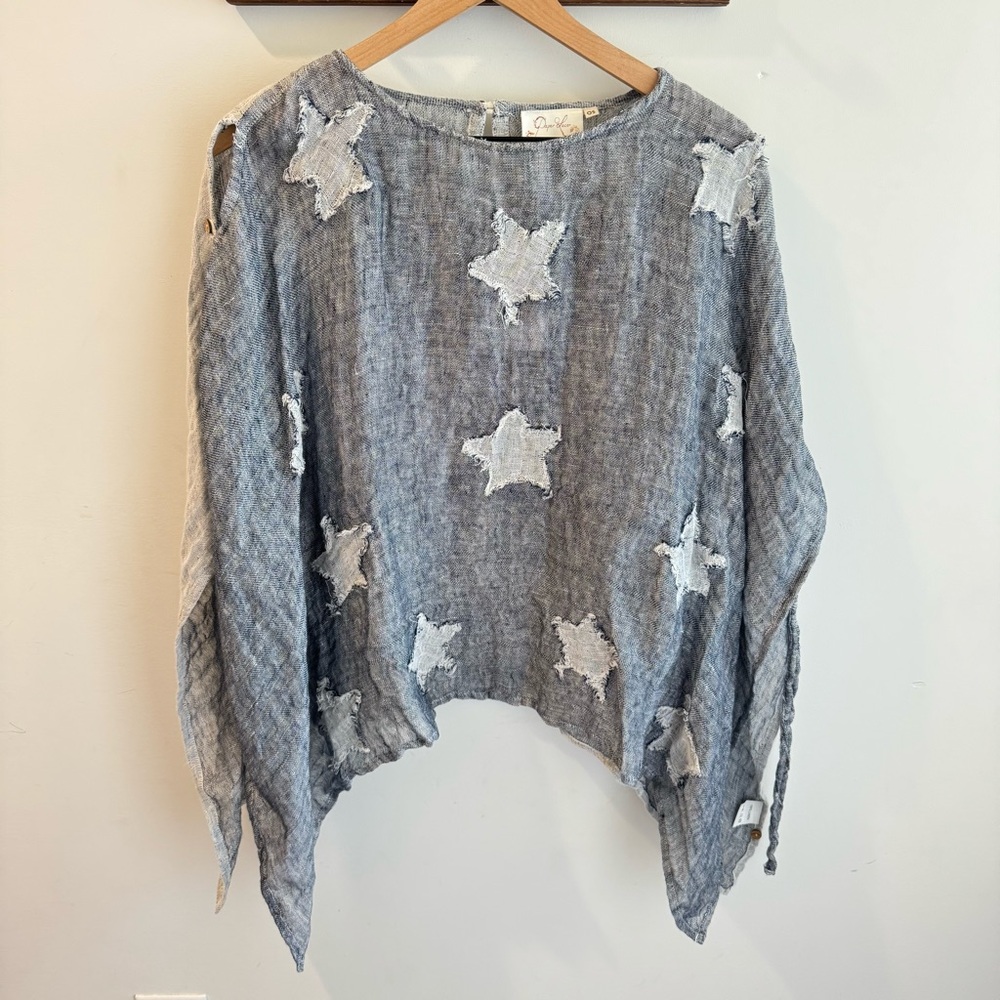 NWT Paper Lace Linen Star Print Kimono Topper‎ One Size